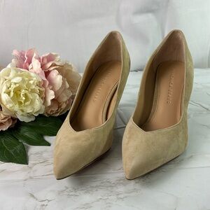 Veronica Beard Lisa Point Toe High Heel Pumps Sand Tan Suede Size 7 New no box